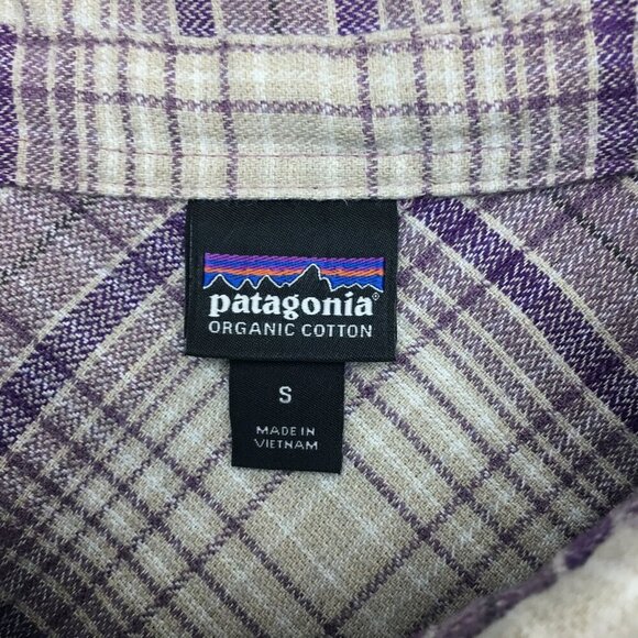 Patagonia Women's Purple Plaid Shirt Driving Song Button Up Back Pleat Small - Picture 6 of 10